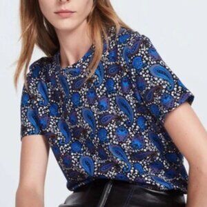 Sandro Paris Black Blue Paisley T-Shirt